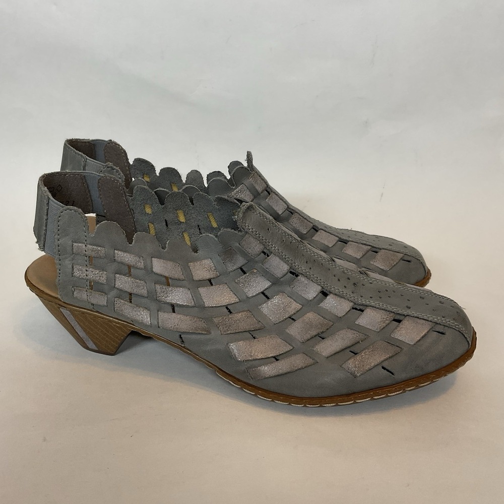 Rieker Sina Women's Soft Weaven Leather Slingback Comfort Shoes 41 /9.5 Gray
